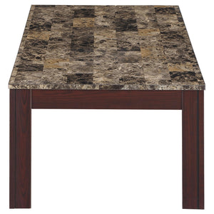 Juego de mesa de centro Rhodes de 3 piezas con superficie de mármol sintético, color marrón