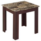 Juego de mesa de centro Rhodes de 3 piezas con superficie de mármol sintético, color marrón