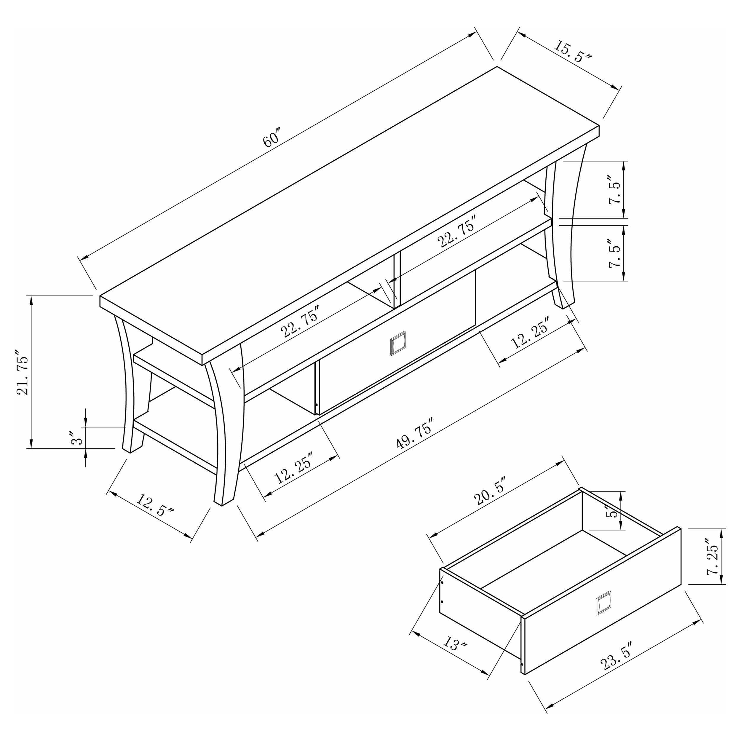 Anita 1-drawer Engineered Wood 60-inch TV Stand Cappuccino