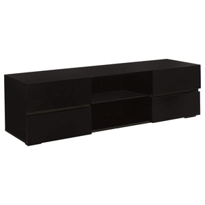 Consola de TV Anthony de 4 cajones en negro brillante