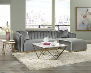 Mesa de centro cuadrada Meryl con superficie de imitación de mármol, blanca y dorada