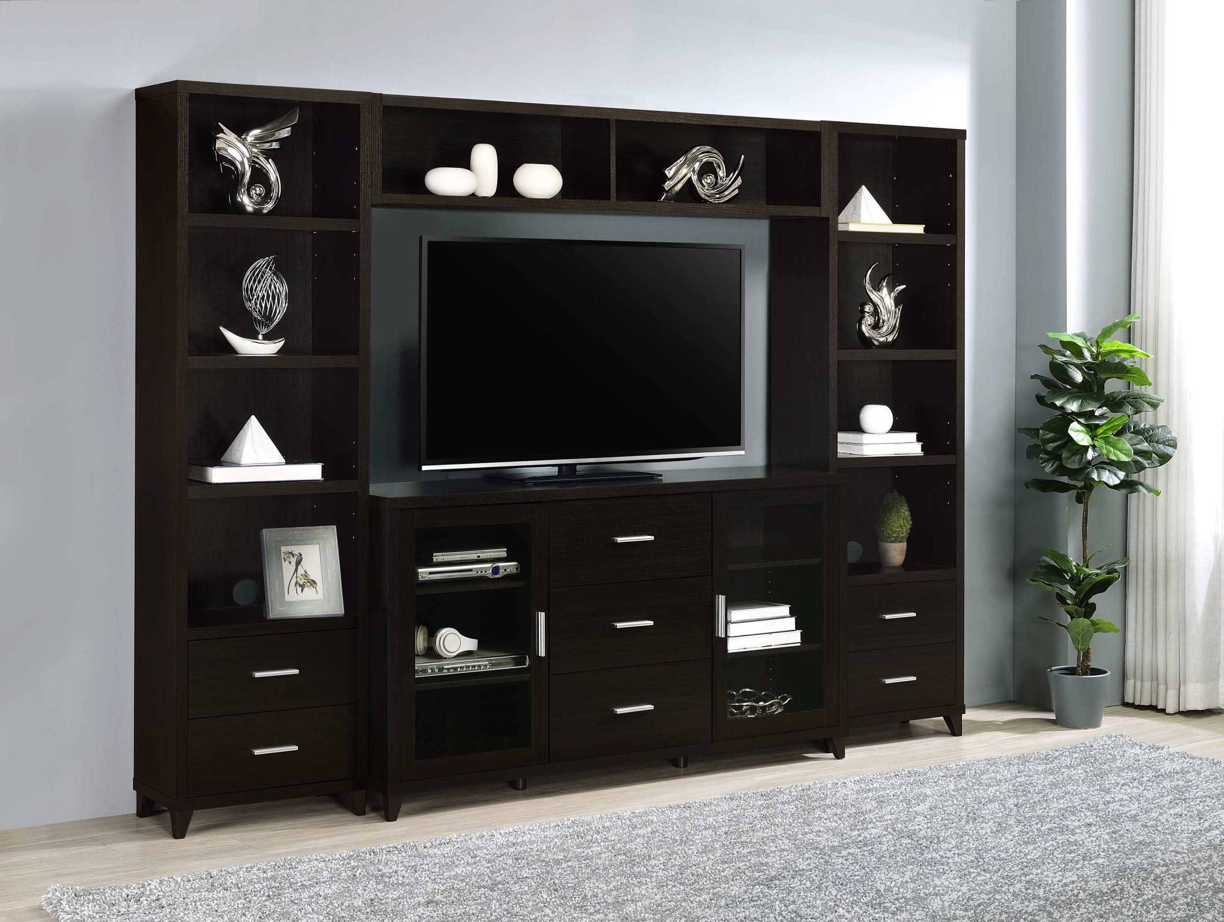 Lewes 4-shelf Engineered Wood Media Tower Cappuccino