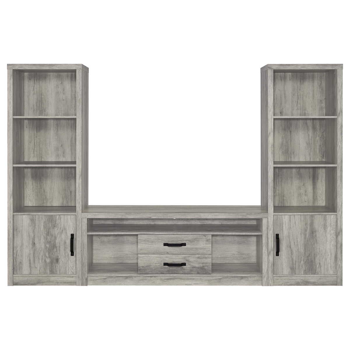 Centro de entretenimiento para TV Burke de 3 piezas de 59 pulgadas en gris Driftwood