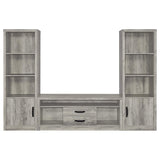 Centro de entretenimiento para TV Burke de 3 piezas de 59 pulgadas en gris Driftwood