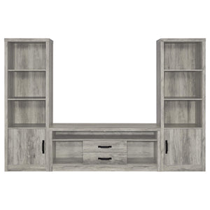 Centro de entretenimiento para TV Burke de 3 piezas de 59 pulgadas en gris Driftwood