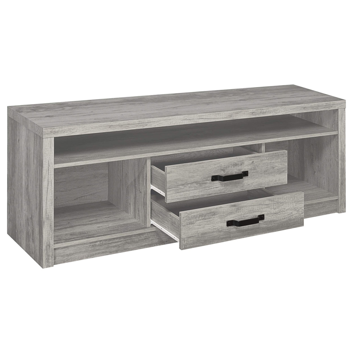 Centro de entretenimiento para TV Burke de 3 piezas de 59 pulgadas en gris Driftwood