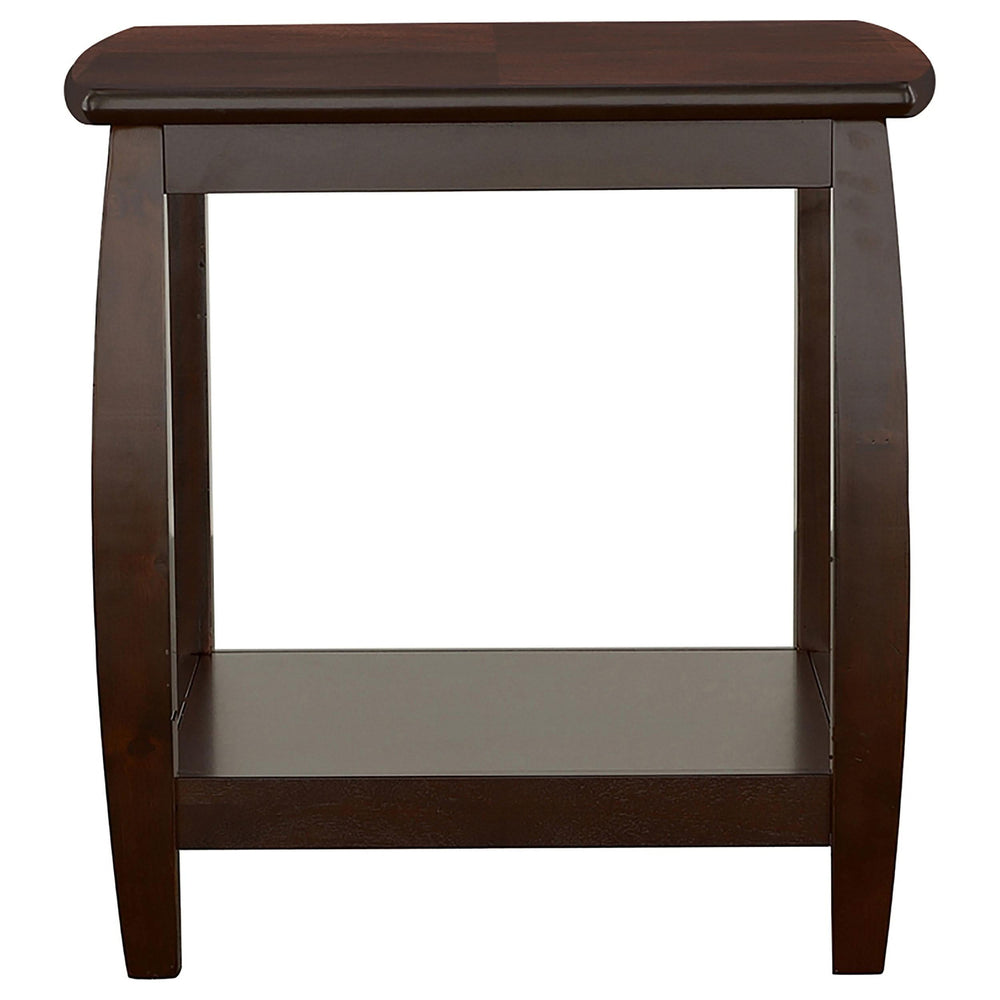 Mesa auxiliar cuadrada de madera Dixon de 1 estante color espresso