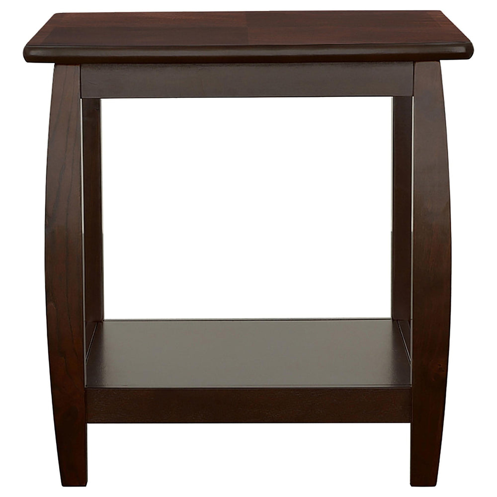Mesa auxiliar cuadrada de madera Dixon de 1 estante color espresso