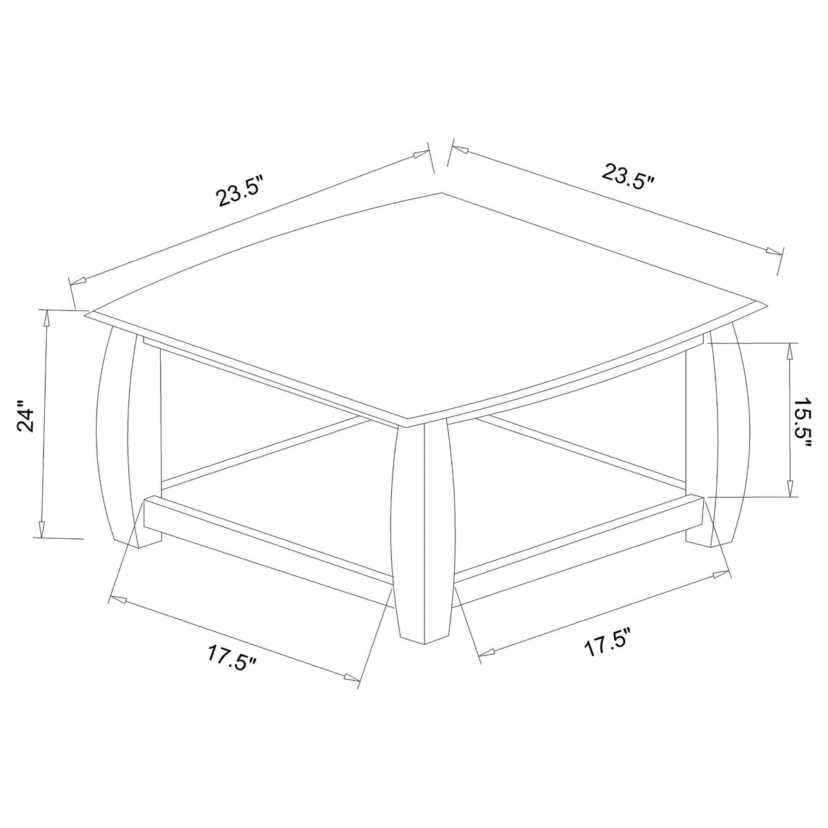 Mesa auxiliar cuadrada de madera Dixon de 1 estante color espresso