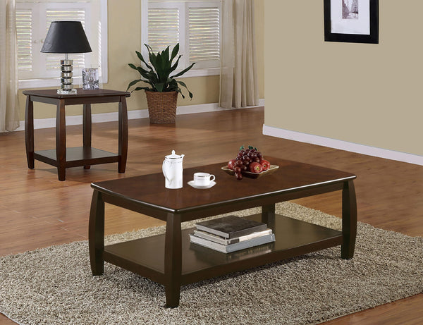 Juego de mesa de centro rectangular de madera Dixon de 2 piezas color espresso