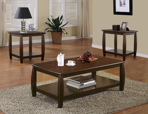 Juego de mesa de centro rectangular de madera Dixon de 3 piezas, color espresso