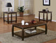 Juego de mesa de centro rectangular de madera Dixon de 3 piezas, color espresso