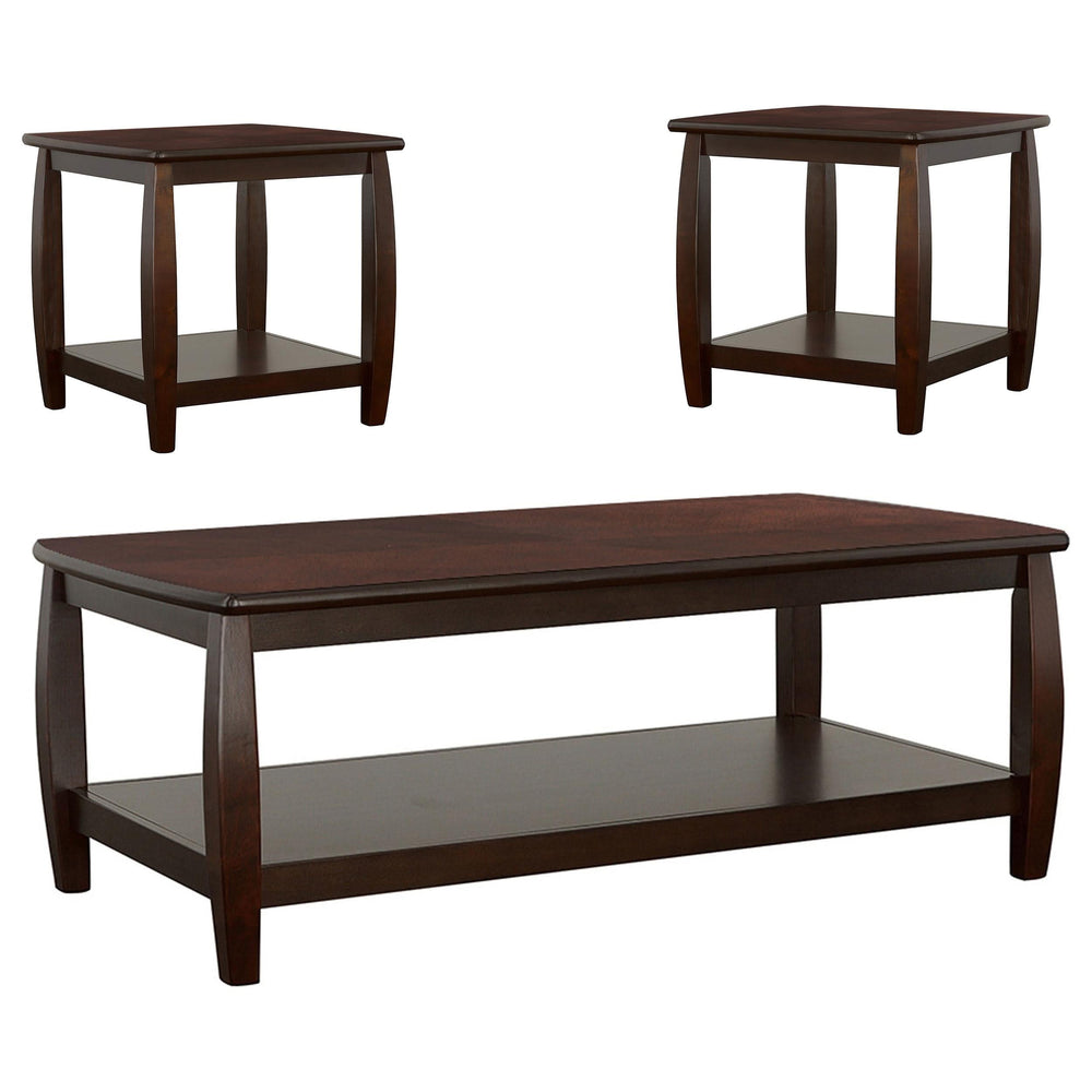 Juego de mesa de centro rectangular de madera Dixon de 3 piezas, color espresso