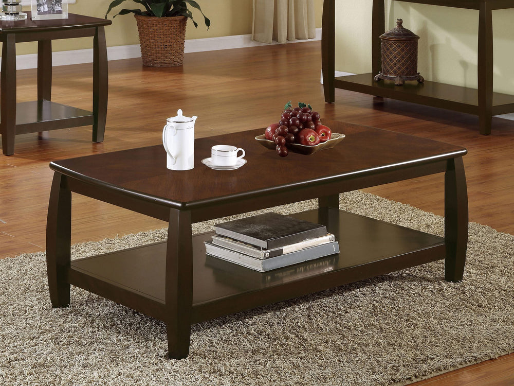 Mesa de centro rectangular de madera Dixon de 1 estante color espresso