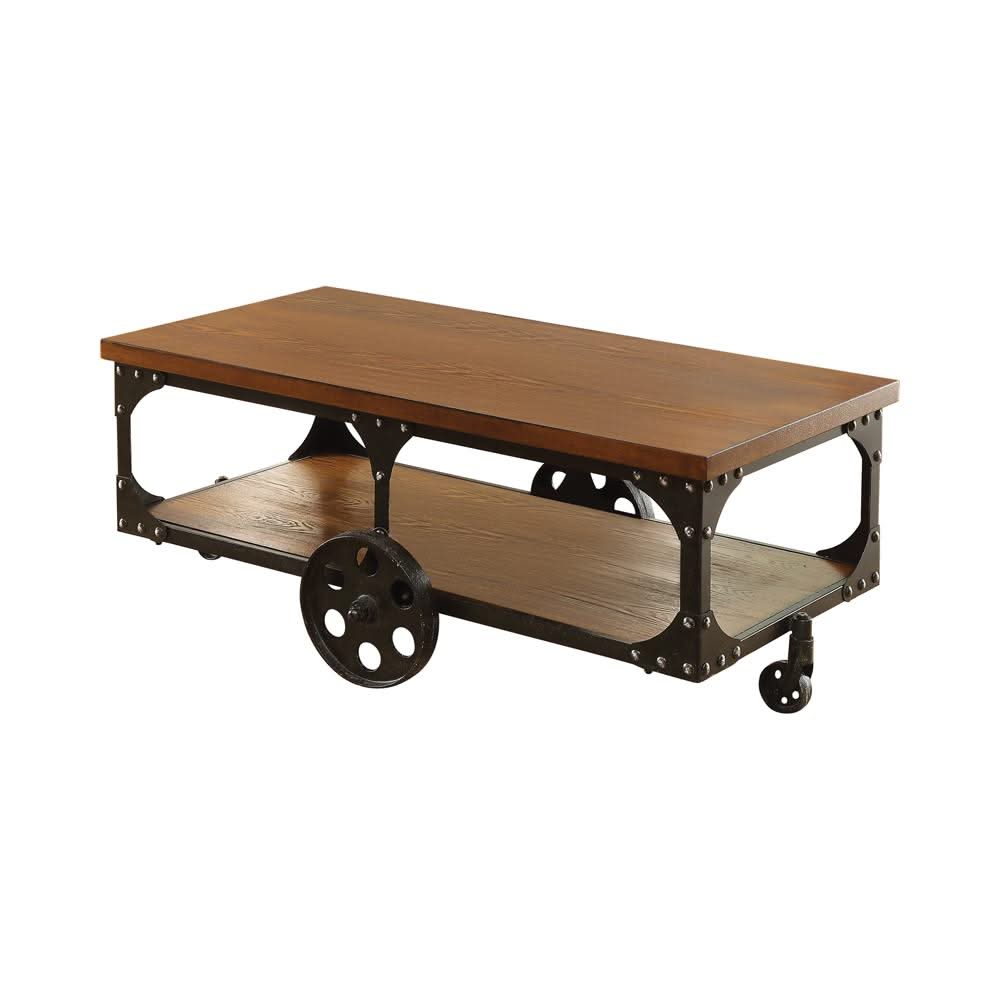Mesa de centro Shepherd con ruedas, color marrón rústico