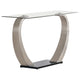 Mesa consola Pruitt con base de metal y tapa de vidrio, color plata satinado