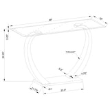 Mesa consola Pruitt con base de metal y tapa de vidrio, color plata satinado