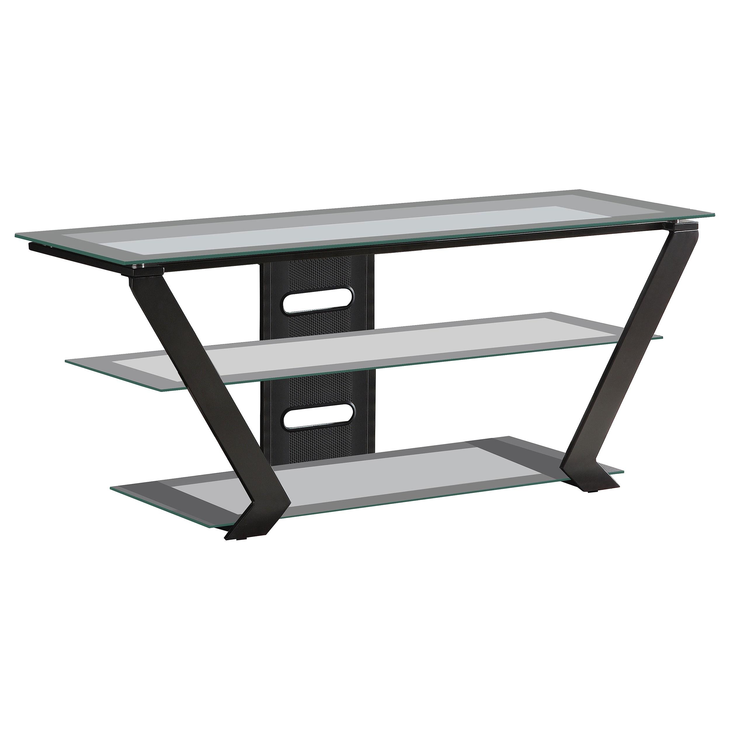 Donlyn 2-tier Metal 50-inch TV Stand with Glass Shelves Black
