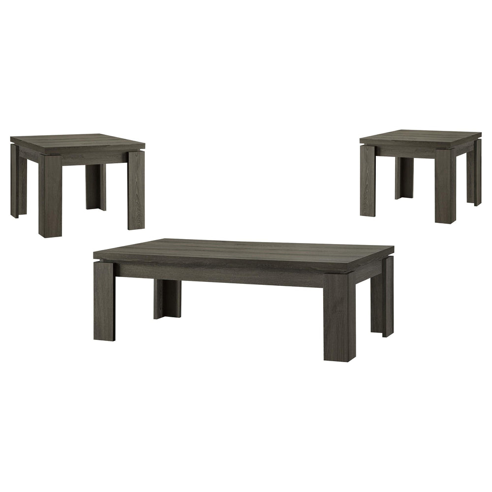 Juego de mesa de centro rectangular Cain de 3 piezas, gris desgastado 