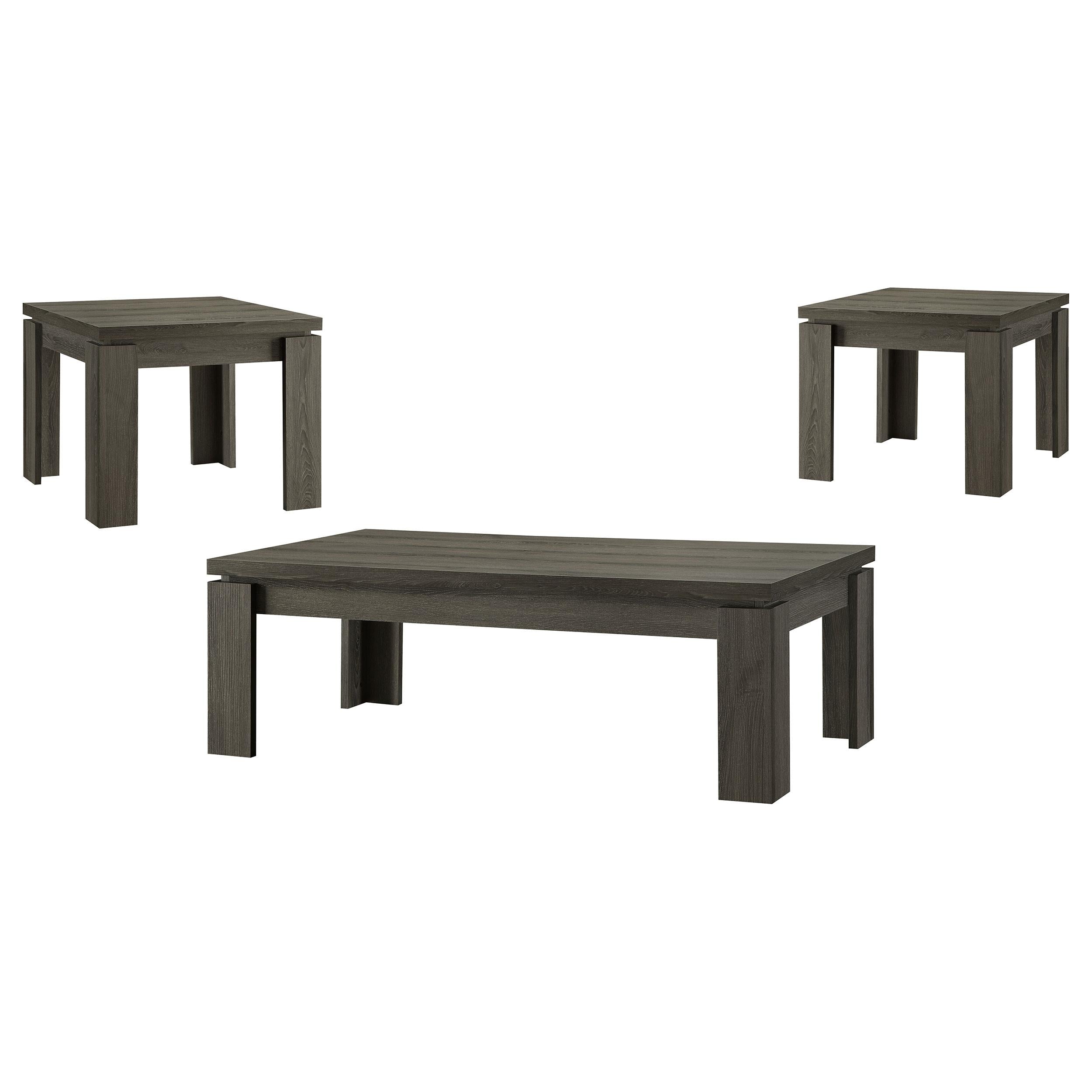 Cain 3-piece Rectangular Coffee Table Set Weathered Grey