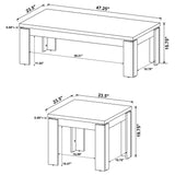 Juego de mesa de centro rectangular Cain de 3 piezas, gris desgastado 