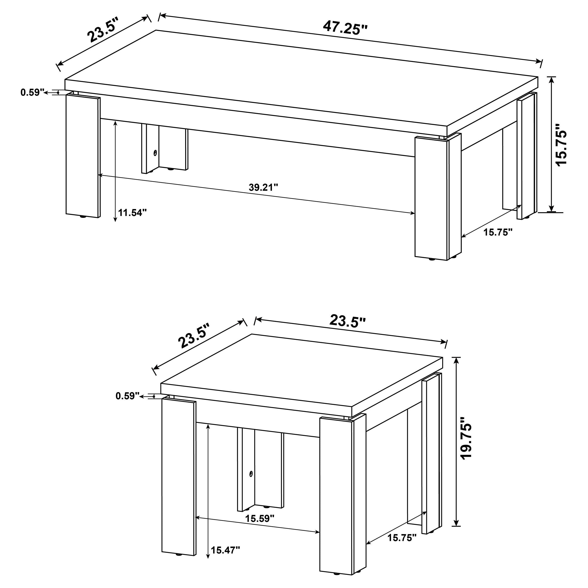 Cain 3-piece Rectangular Coffee Table Set Weathered Grey