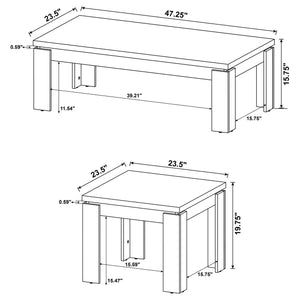 Juego de mesa de centro rectangular Cain de 3 piezas, gris desgastado 