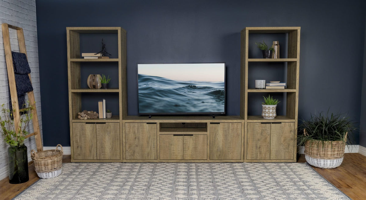 Tabby 3-shelf Engineered Wood Media Tower Mango