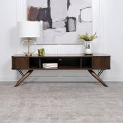 Valna Wood 71-inch TV Stand with Sliding Doors Walnut