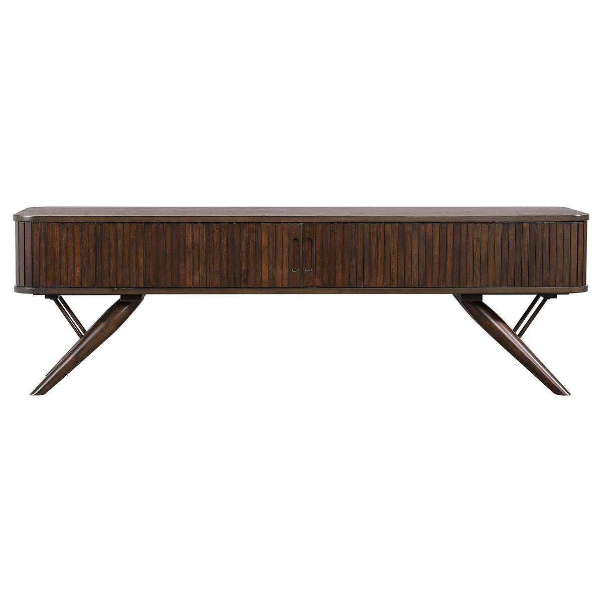 Mueble para TV Valna Wood de 71 pulgadas con puertas corredizas en nogal