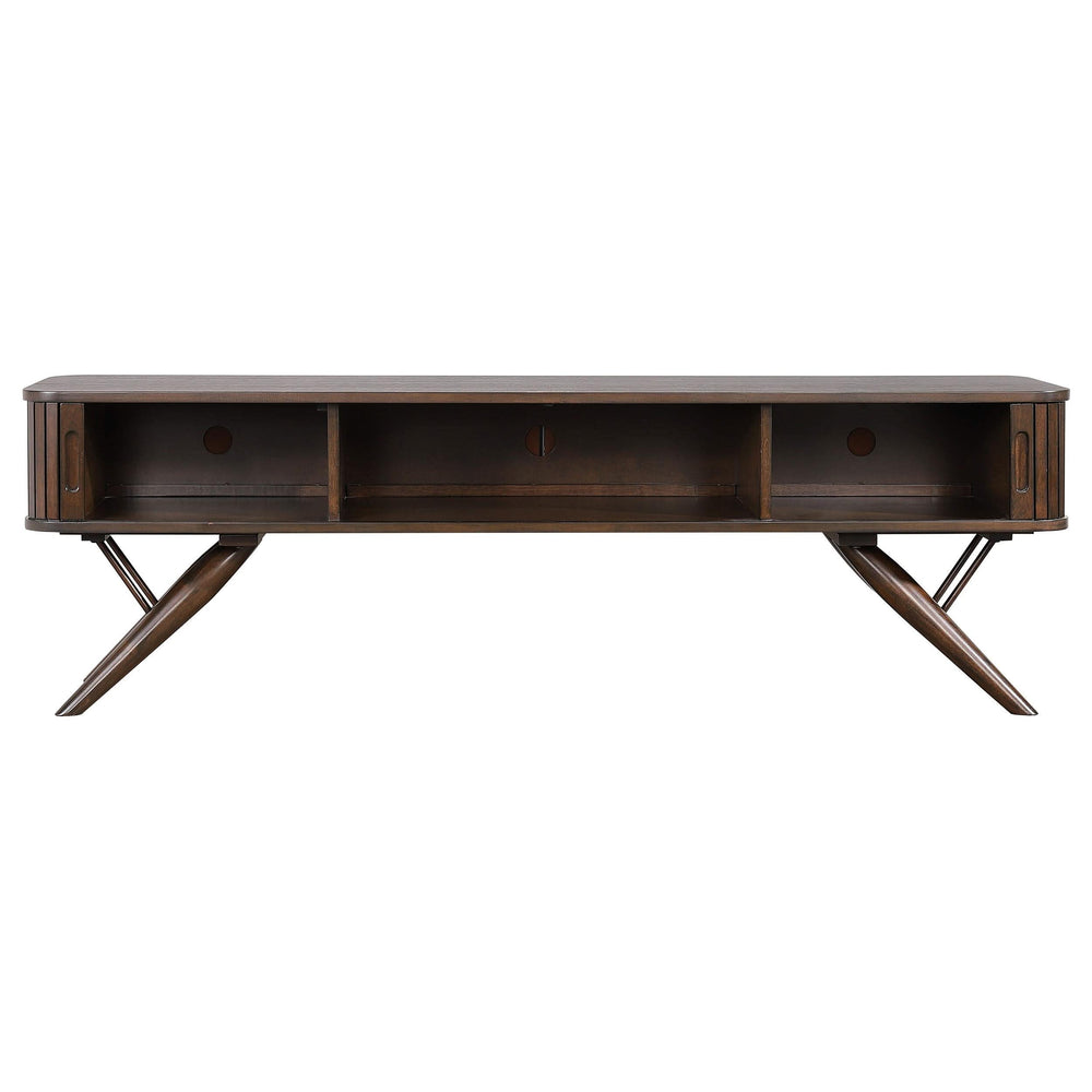 Mueble para TV Valna Wood de 71 pulgadas con puertas corredizas en nogal