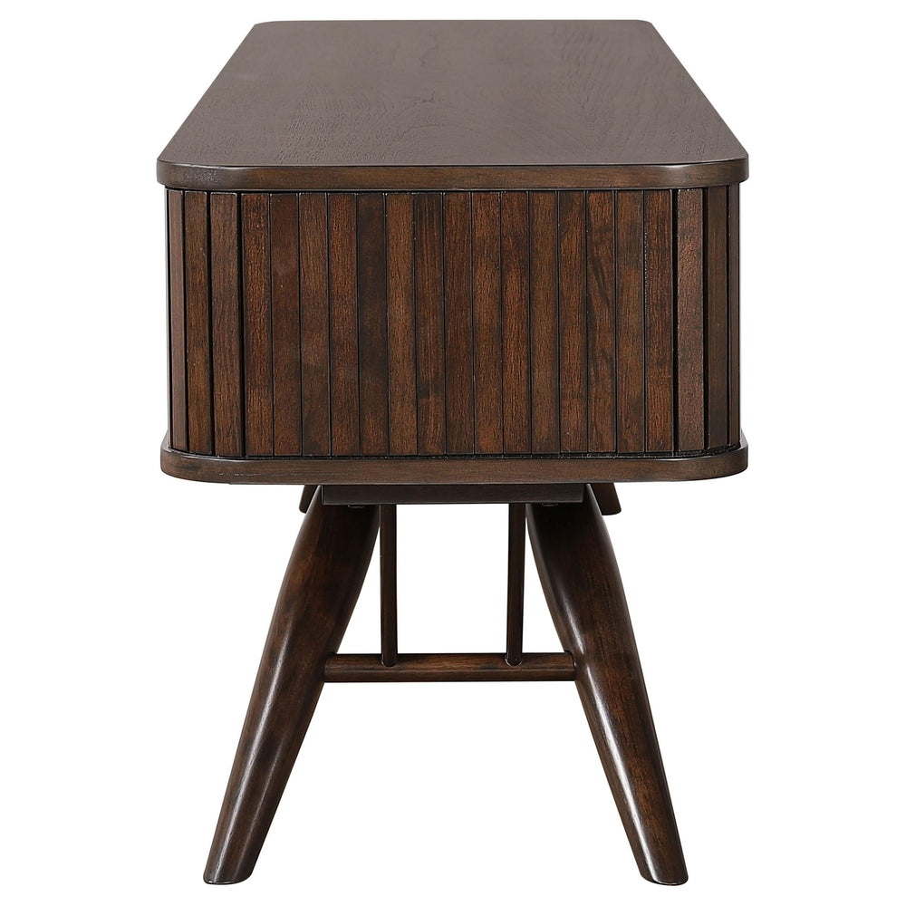 Mueble para TV Valna Wood de 71 pulgadas con puertas corredizas en nogal