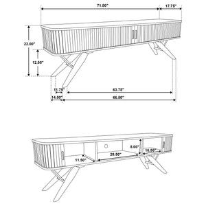 Mueble para TV Valna Wood de 71 pulgadas con puertas corredizas en nogal