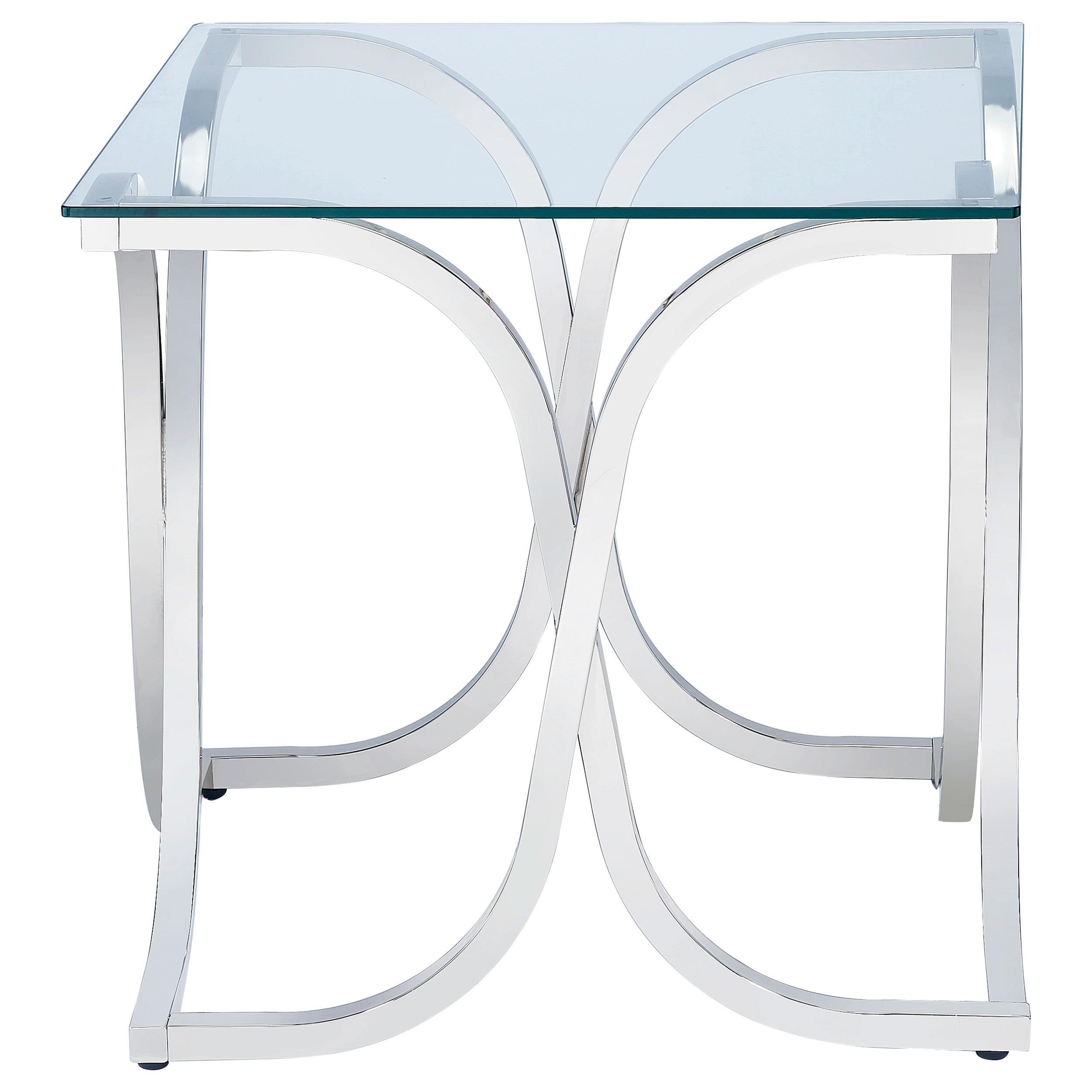 Tess Square Glass Top Metal Side End Table Nickel