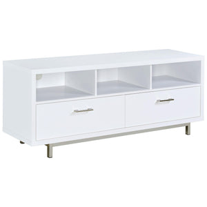 Mueble para TV Casey de 60 pulgadas, de madera de ingeniería con dos cajones, color blanco
