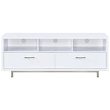Mueble para TV Casey de 60 pulgadas, de madera de ingeniería con dos cajones, color blanco
