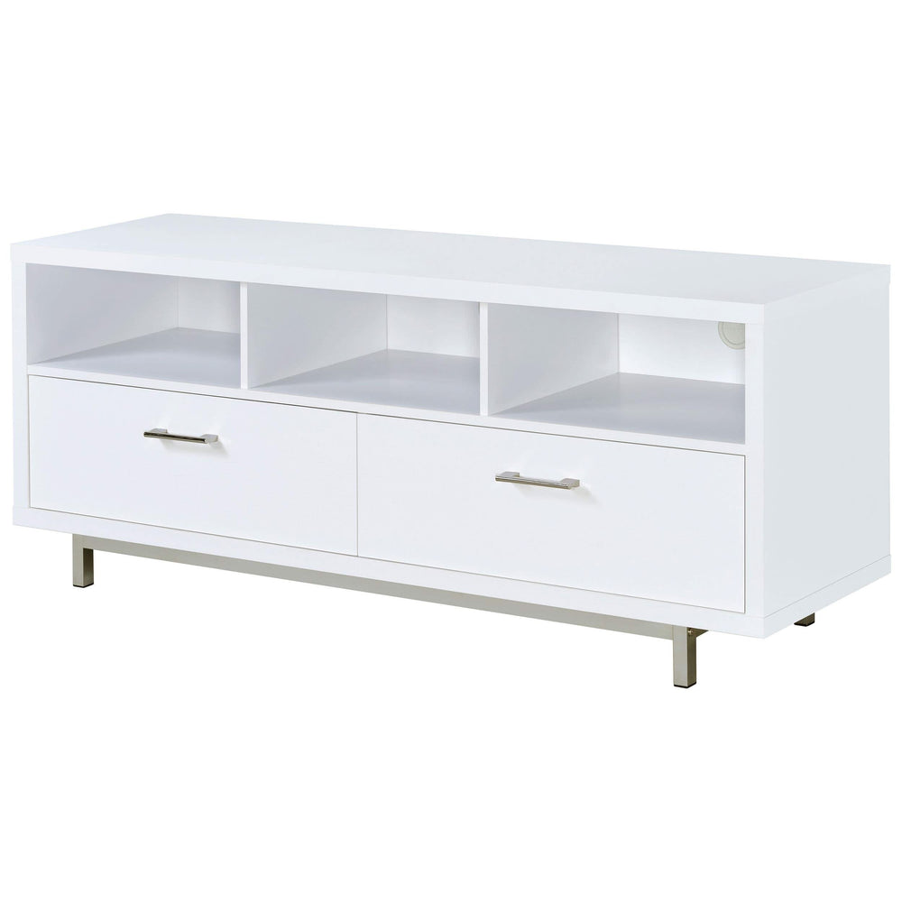 Mueble para TV Casey de 60 pulgadas, de madera de ingeniería con dos cajones, color blanco