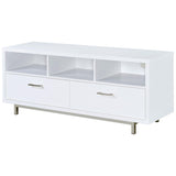 Mueble para TV Casey de 60 pulgadas, de madera de ingeniería con dos cajones, color blanco