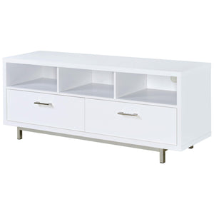 Mueble para TV Casey de 60 pulgadas, de madera de ingeniería con dos cajones, color blanco