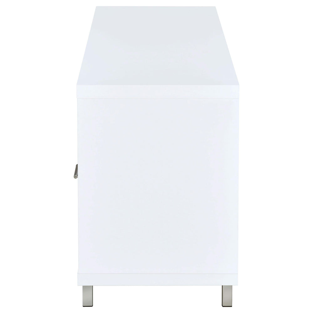Mueble para TV Casey de 60 pulgadas, de madera de ingeniería con dos cajones, color blanco