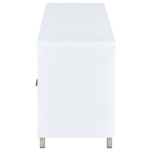 Mueble para TV Casey de 60 pulgadas, de madera de ingeniería con dos cajones, color blanco
