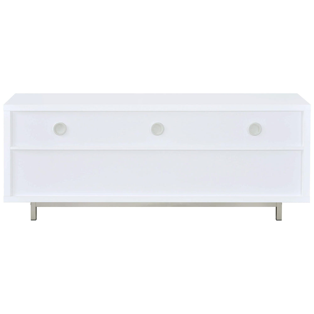 Mueble para TV Casey de 60 pulgadas, de madera de ingeniería con dos cajones, color blanco