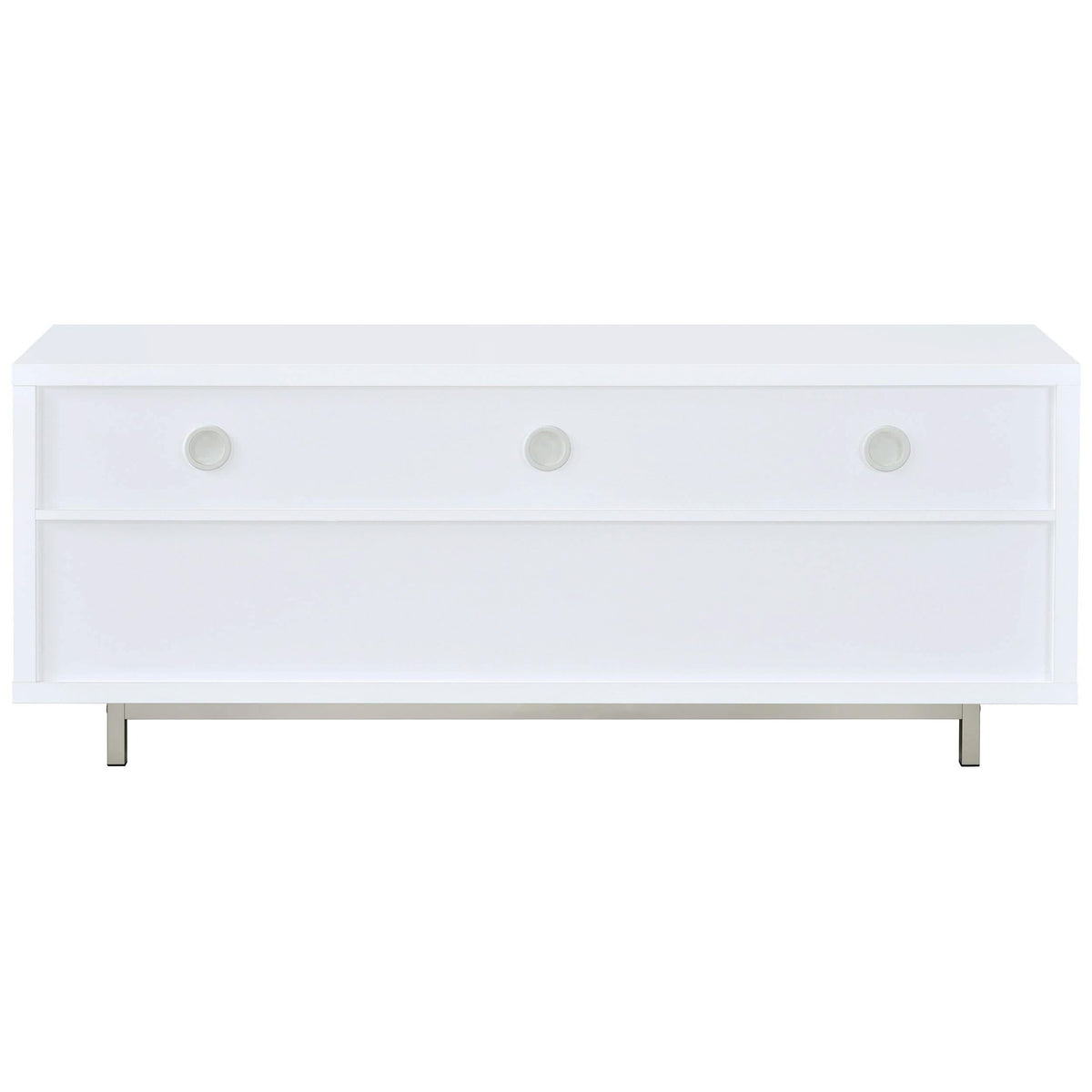 Mueble para TV Casey de 60 pulgadas, de madera de ingeniería con dos cajones, color blanco