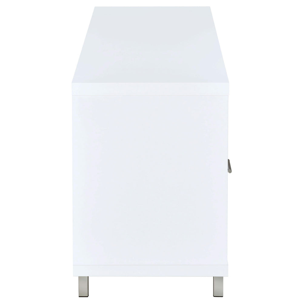 Mueble para TV Casey de 60 pulgadas, de madera de ingeniería con dos cajones, color blanco