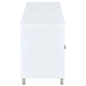 Mueble para TV Casey de 60 pulgadas, de madera de ingeniería con dos cajones, color blanco