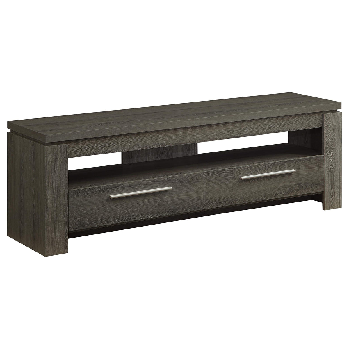 Mueble para TV Elkton de 59 pulgadas, madera de ingeniería, con dos cajones, color gris desgastado