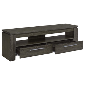 Mueble para TV Elkton de 59 pulgadas, madera de ingeniería, con dos cajones, color gris desgastado