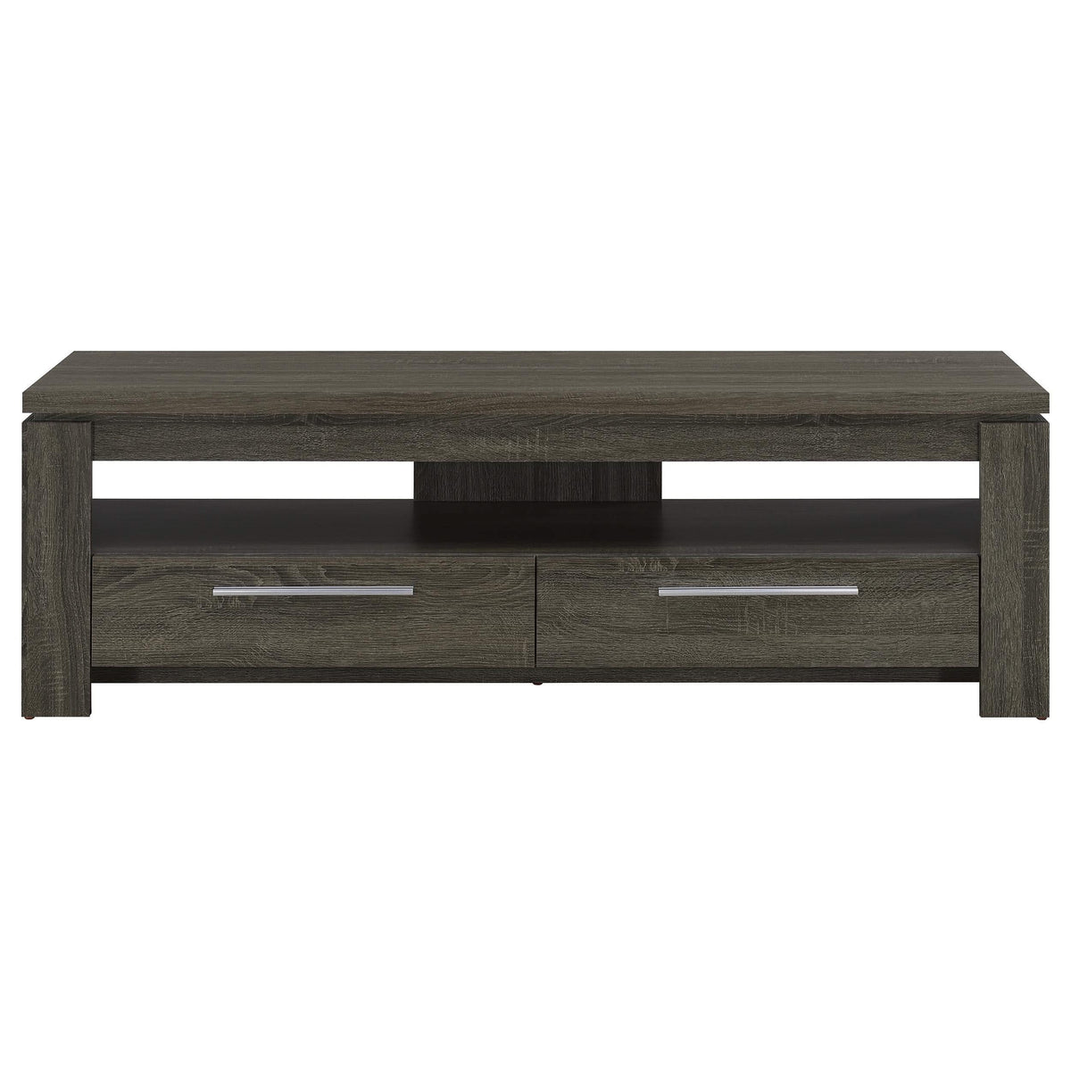 Mueble para TV Elkton de 59 pulgadas, madera de ingeniería, con dos cajones, color gris desgastado