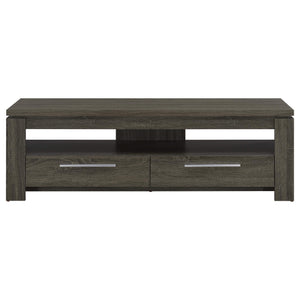 Mueble para TV Elkton de 59 pulgadas, madera de ingeniería, con dos cajones, color gris desgastado