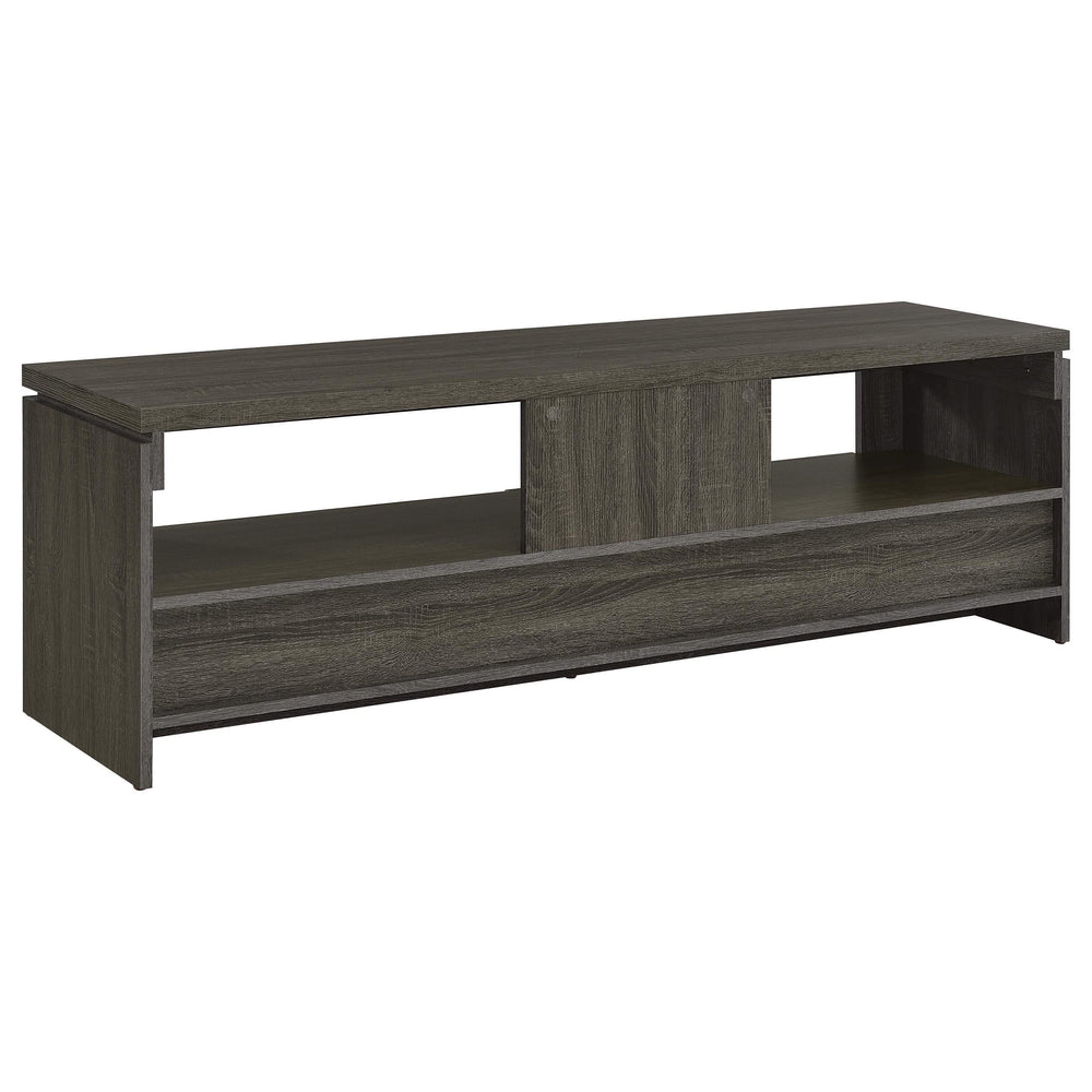Mueble para TV Elkton de 59 pulgadas, madera de ingeniería, con dos cajones, color gris desgastado